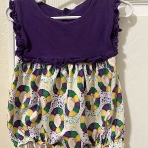 Mardi Gras King Cake romper 6-12 months